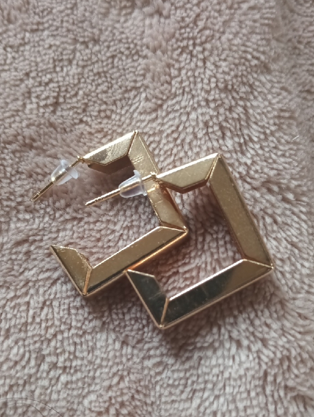Gold Tone Geometric Square Hoop Earrings - Women Jewelry